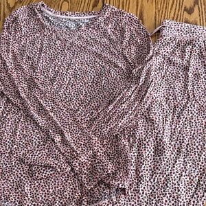 NWOT Gap Love pink Leopard Print Long Sleeve modal pajama set small